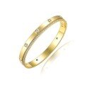 wholesale S925 gold-plated silver, 28mm round double-sided design moissanite women's bracelet for versatile layering in an Instagram style-0-4