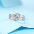 925 Sterling Silver Minimalist Men's Moissanite Line Ring Classic Four-Prong Export Jewelry-0-2