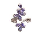 wholesale S925 Silver Wholesale Natural Tanzanite Ring Set with 9 Pcs 3*5mm Pear Shaped Main Stones Light Luxury Fashion Jewelry-0-4