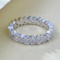 wholesale S925 Silver Emerald Cut Full Diamond Row Ring Fashion Internet Famous Dazzling Flash Ring Emerald Ring-0-3