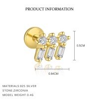 wholesale S925 Sterling Silver Farfan Tassel Pendant Zircon Earrings, Women's Small Exquisite Design-E4758-Gold/Single 925 Silver