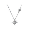 wholesale S925 Sterling Silver Korean Style Sweet and Cool Sunflower Hexagram Pendant Necklace for Women with Precision Inlaid Diamonds Y01118-0-4
