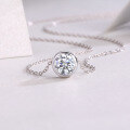 wholesale S925 Sterling Silver Collarbone Chain with Pure Pendant Including Chain, Moissanite Necklace, Hot-Selling in European and American Live Broadcasts, Luxurious and High-End Feel-0-3