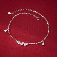 wholesale S925 Sterling Silver Fresh and Sweet Ins Style Niche Design Exquisite Ice Crush Gourd Anklet S7974-S925 Silver Anklet 925 Silver