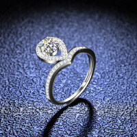 Silver Moissanite Princess Crown Ring for Live Streaming Supply-50 points (set with D color moissanite)  20 yards