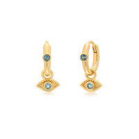 wholesale Metal Korean Japanese Style Ins Zircon Evil Eye Drop Earrings,-gold