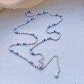 wholesale S925 Sterling Silver Maker's Ocean Bead Crushed Silver Beaded Necklace, Fashionable Niche Design, Personalized High-End Collarbone Jewelry-0-3