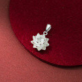 wholesale 990 Silver Sunflower Five-Petal Rotating Lotus Pendant for Women, Minimalist Design, Versatile Silver Jewelry-0-0