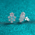 S925 Sterling Silver Moissanite Snowflake Earrings for Women-0-0