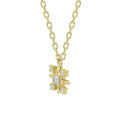 wholesale 10k Gold Moissanite Snowflake Necklace, Christmas Limited Japanese Retro Light Luxury Style-0-4