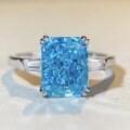 wholesale S925 Sterling Silver Cross-Border Hit Light Luxury High-End Blue Zircon Ring for Women, Ins Style Silver Ring Wholesale-0-2