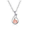 wholesale 18K gold, 9K gold, 14K rose gold and white gold dual-tone fashion charm pendant with six-petal design, versatile women's jewelry-0-0