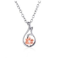 wholesale 18K gold, 9K gold, 14K rose gold and white gold dual-tone fashion charm pendant with six-petal design, versatile women's jewelry-18K (without chain)