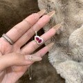 wholesale 925 Sterling Silver Luxurious and Minimalist New Chinese Style Full Diamond Pigeon Blood Red Ruby Small Gourd Necklace, High-End Sense Collarbone Chain for Women-0-2