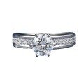 wholesale 925 Sterling Silver Simulated Diamond 60mm Round White Diamond Ring Prominent Diamond Bridal Ring for Women-0-4