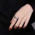wholesale S925 Sterling Silver Korean Dongdaemun Trendy Letter M Fringe Distressed Chain Open Ring-0-2