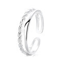 wholesale S925 Sterling Silver Korean Style Da Dongmen Double-Layer Twist Hollow-Out Trendy Adjustable Ring-0-5