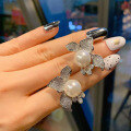 wholesale 925 silver floral stud earrings for women, set with 12mm pearls, European and American style-0-2