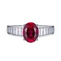 wholesale S925 Silver New 7*9 Oval Ruby Ring for Women,Ins Style Fashion and Versatile-0-4