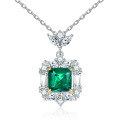 wholesale S925 Sterling Silver High-End Colored Gemstone Jewelry Set with a Designer Touch, Opulent Emerald Necklace, and Earrings Featuring a Sense of Luxury and Sophistication-0-3