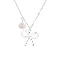 wholesale S925 Sterling Silver Korean-style Minimalist Bow Pearl Trendy Versatile Necklace for Women, Personalized Internet-famous All-match Piece-0-4