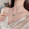 wholesale S925 Sterling Silver Vintage Love Rose Small Butterfly Tassel Necklace Ins Sweet and Edgy Fairy Wind Collarbone Chain-0-1