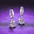 Sterling Silver Moissanite Earrings, Three-Prong Design, Minimalist and Chic-0-1