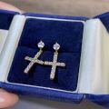 wholesale 925 Sterling Silver Amazon Cross-Border Bestseller Unisex Cross Moissanite D Color Stud Earrings-0-2