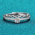 Sterling Silver Double-Layer Chain Ring with Full Moissanite, Dainty and Versatile Gift-0-0
