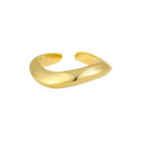 wholesale S925 Sterling Silver 865 New Style Small Niche Geometric Irregular Wave Design Ins Minimalist Aesthetic Adjustable Opening Ring for Women-JA865/Wide Face 18K Gold [No. 15/Adjustable] Adjustable opening