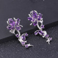 wholesale S925 Silver Designer Natural Amethyst Earrings with Natural Gemstone Inlays, Natural Style Design-0-1