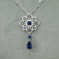 wholesale 925 Silver Gold-Plated Chain with High-Carbon Diamonds, Xiao's Royal Blue Lace Hollow-Out Jewelry Necklace for Women-0-3