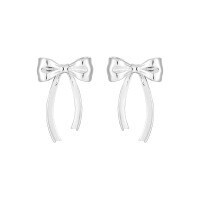 wholesale S925 Sterling Silver 668 Bow Tassel Earrings Women Minimalist Style Small French-inspired Personality Ins Versatile Silver Earrings-Platinum [with sterling silver ear plugs] &gt; 925 silver