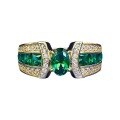 wholesale S925 gold-plated simulated emerald 4*6 oval nano green ring for women, new live streaming style by Mujing Jewelry Cross-border-0-4