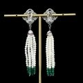 wholesale 925 Silver Gold-Plated Earrings with High-Carbon Diamond, Pigeon Blood Red, Round-Cut, Vintage Pearl Fringe Jewelry for Women-0-3