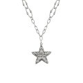 wholesale S925 sterling silver 009 Korean version ins niche design vintage distressed five-point star star chain textured necklace for women-0-4