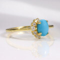 wholesale S925 Sterling Gold Plated Small Niche Design Synthetic Turquoise Ring for Women, Gemstone SetLive Stream New Style-0-4