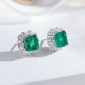 wholesale S925 Sterling Silver Earrings for Women, Fully Paved with Zircon and Emerald Inclusions, Banquet Set Earrings, Direct from Manufacturer-0-1