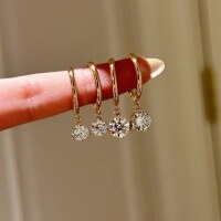 wholesale S925 Sterling Silver Twin Star Single Diamond Earrings, Luxurious and Versatile with an Elegant and Chic Feel, Brightening and Stylish Women's Diamond Ear Accessories-Platinum-Small 925 Silver