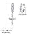 wholesale 925 Silver Plated with 18K Gold Cross Earrings, Hip HopAB Style Cross Ear Pendants with Moissanite-0-5