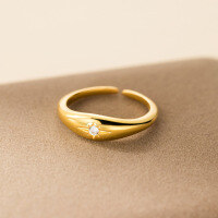 wholesale 925 Sterling Silver Vintage Style Diamond-Inlaid Octagram Ring Sweet Ins Style Exquisite Single Diamond Star Ring R02793-S925 silver ring Adjustable opening