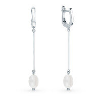 wholesale 925 Sterling Silver Irregular Freshwater Pearl Long Drop Earrings for Women, Fashionable and Luxurious, Elegant and Sophisticated-White 925 silver