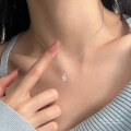 wholesale S925 Sterling Silver Minimalist Water Drop Zircon Necklace For Women With A Subtle Zircon Accent-0-3