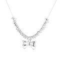 wholesale S925 Sterling Silver A Few Liang Broken Silver Bow Necklace Light Luxury Fresh Sweet Temperament Gentle Style Collarbone Chain for Women-0-4