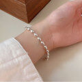 wholesale S925 Sterling Silver Minimalist Heavy-Duty Olive Bead Bracelet for Women, Korean Dongdaemun New Style Small Round Bead Accessory-0-2