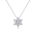 wholesale 925 Silver New Trendy Snowflake Necklace for Women, Fade-Resistant, Elegant Gift with Moissanite, High-End Sense Collarbone Chain-0-4