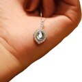 wholesale 925 Sterling Silver Blue Aquamarine Necklace for Women, Light Luxury Niche Lace-Edge Design Oval Collarbone Chain-0-4