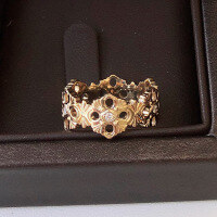 wholesale Metal S925 Silver Gold-Plated, BuBu Style Openwork Vintage Ring, Unisex Fashion Jewelry-R1013 Gold 7