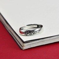 wholesale 925 Sterling Silver Lotus Flower Ring, Fashion Retro Chinese Style Open Adjustable Ring, Minimalist Niche Unisex Band-Antique model (2000065) &gt; Opening adjustable