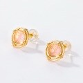 wholesale 925 Silver Gold-Plated Japanese Minimalist Pink Crystal Bird Earrings Women Vintage Style Fashion Cold Enamel Pink Bird Earrings-0-4